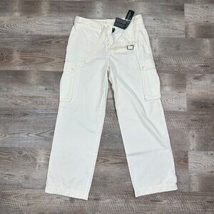 NWT Lauren Jeans Co. Ralph Lauren White Cargo Pants Womens 10 Utility Vintage